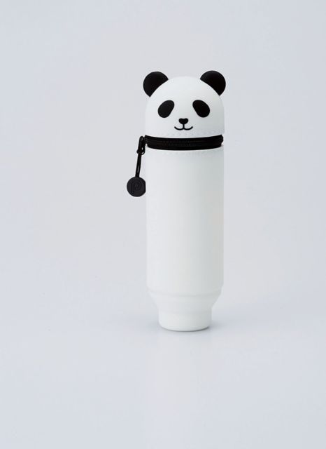 Panda PuniLabo Stand Up Case zips closed for transportation.Transforms into a cup to hold your favorite pens & pencils upright on a desk.