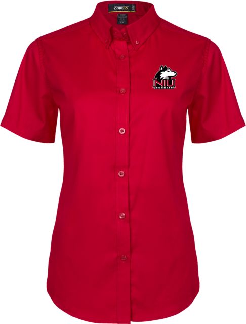 Northern Illinois Ladies Twill Button Up Short Sleeve Primary Mark - ONLINE ONLY