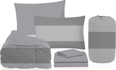 5PC BED IN BAG-STRIPE GREY